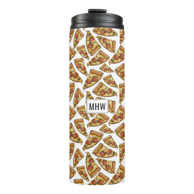 Pizza Pattern custom monogram tumbler (Front)