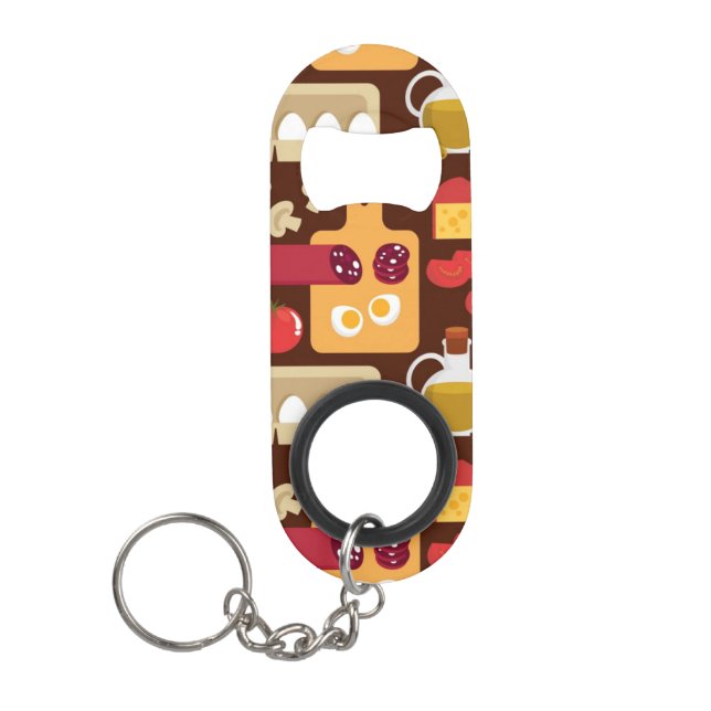 Pizza Pattern Keychain Bottle Opener (Front)