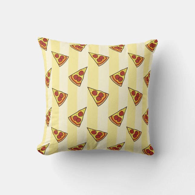 Pizza Pattern Throw Pillow (Front)