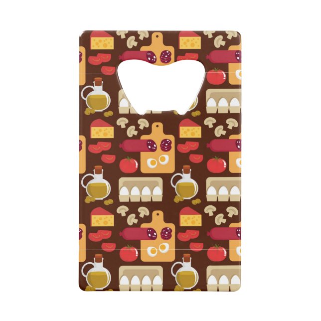 Pizza Pattern Wallet Bottle Opener (Front)
