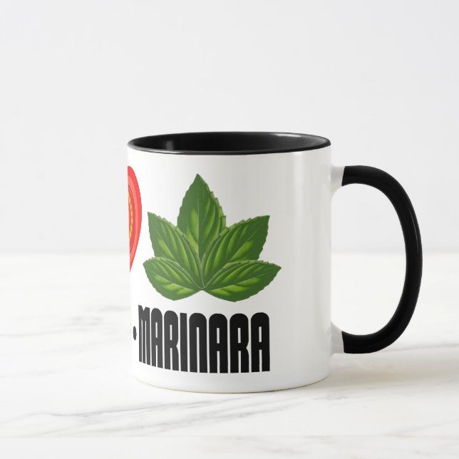 Pizza Peace Sign Tomato Heart and Basil Leaves Mug (Right)