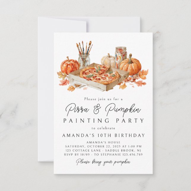 Pizza & Peinture Citrouille Invitation Halloween (Devant)