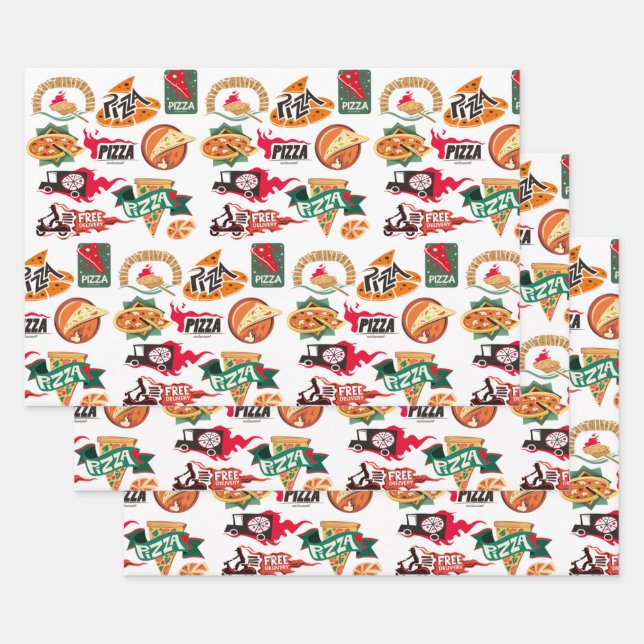 Pizza Pie Collection Wrapping Paper Sheets (Set)