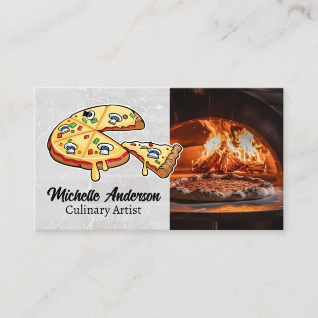 Pizza Pie Illustration | Brick Oven Business Card (Front)