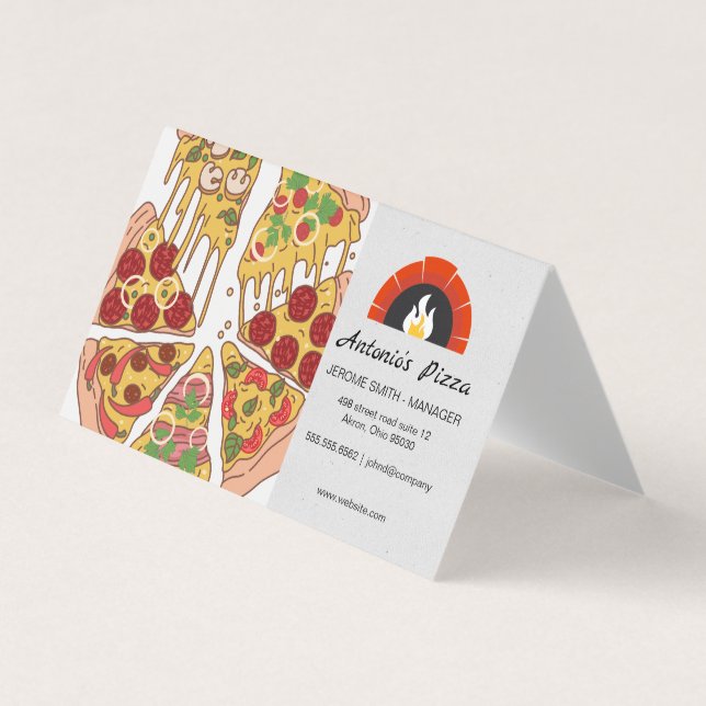 Pizza Pie Slices | Carte de visite de four en briq (Devant)