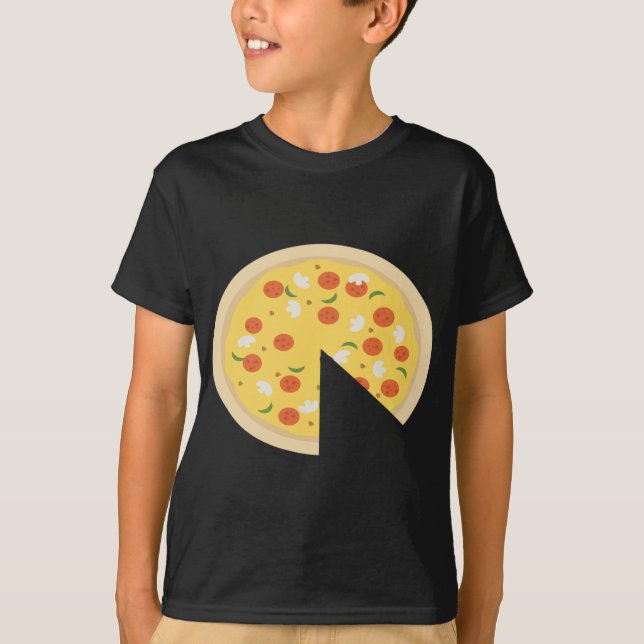 Pizza Piece Slice Missing Father Son Funny Cute T-Shirt (Front)