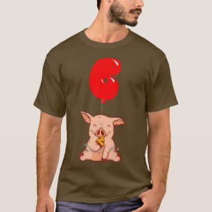 Pizza Pig 6th Birthday Kids Balloon Party T-Shirt