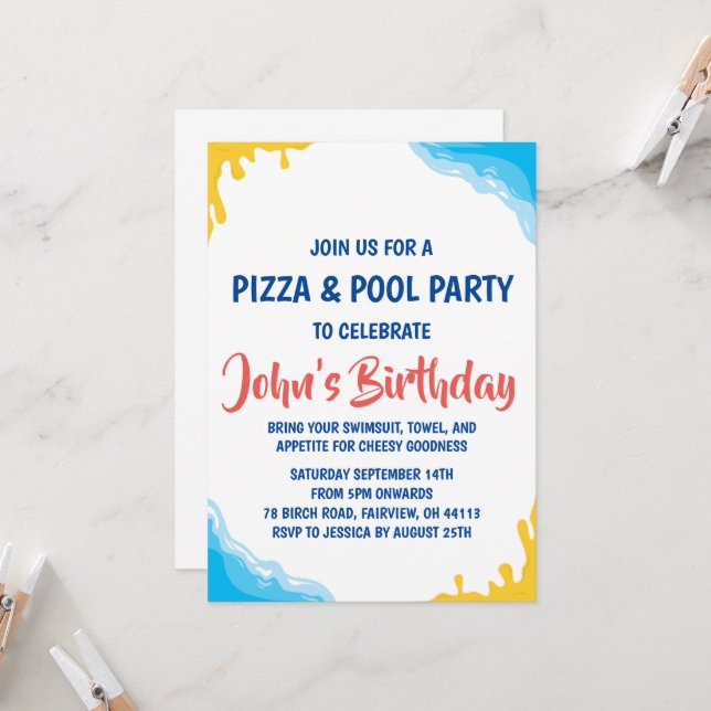 pizza pool party invitation (Front/Back In Situ)