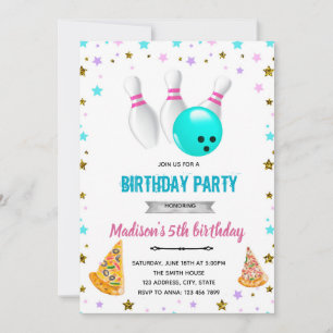 Pizza pour fille et invitation à l'anniversaire de