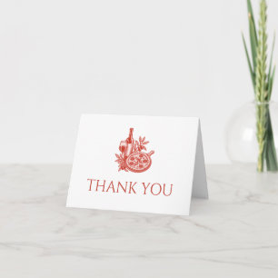 Pizza Prosecco Terracotta Italian Bridal Shower Thank You Card