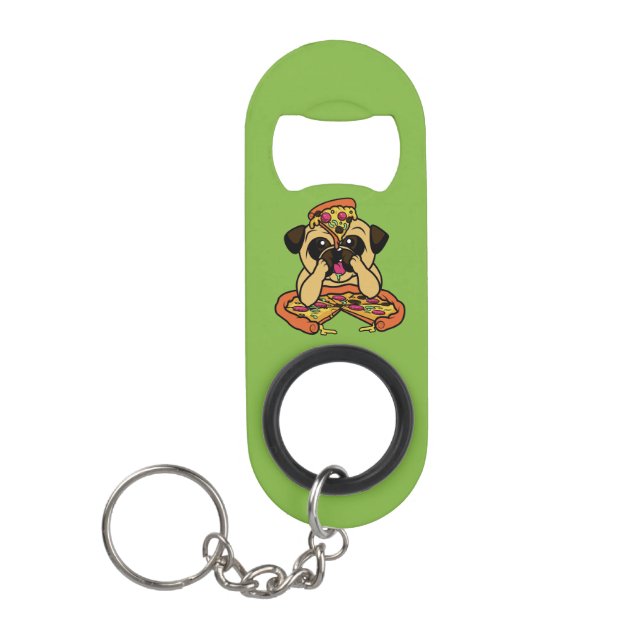 Pizza Pug custom monogram & colour bottle opener Mini Bottle Opener (Front)