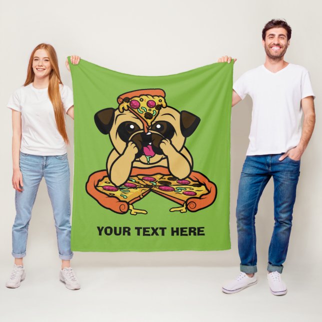 Pizza Pug custom text throw blankets (In Situ)