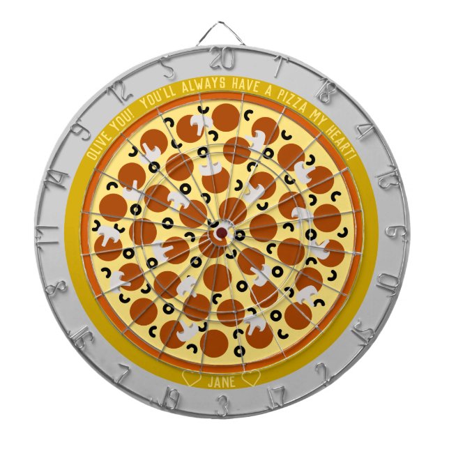 Pizza Puns Personalized Pepperoni Pizza w/Toppings Dartboard (Front)