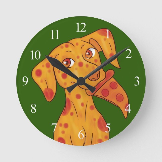 Pizza Puppy Round Clock (Front)