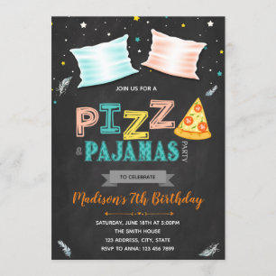 Pizza pyjamas party invitation