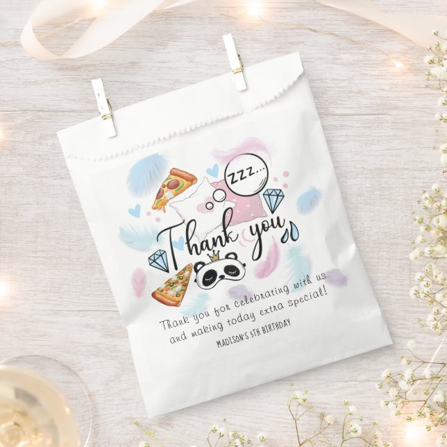 Pizza & Pyjamas Personalized Slumber Party  Favour Bag (Clipped)