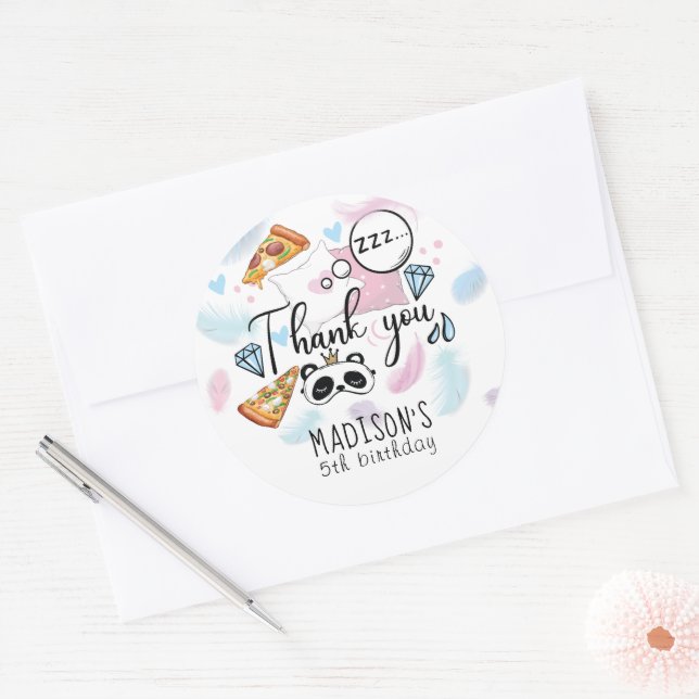 Pizza & Pyjamas Slumber Party Personalized Classic Round Sticker (Envelope)