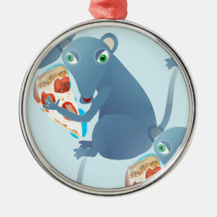 pizza rat metal ornament