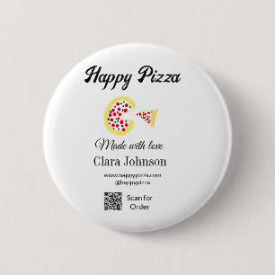 Pizza restaurant cafe pizzeria scan QR code order  2 Inch Round Button