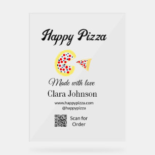Pizza restaurant cafe pizzeria scan QR code order Acrylic Sign