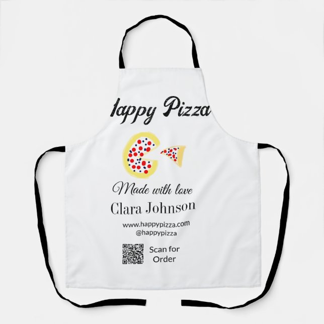 Pizza restaurant cafe pizzeria scan QR code order  Apron (Front)
