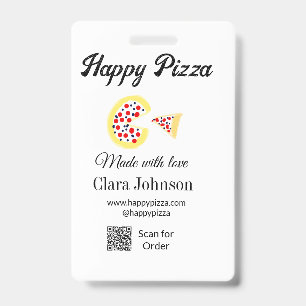 Pizza restaurant cafe pizzeria scan QR code order  Badge