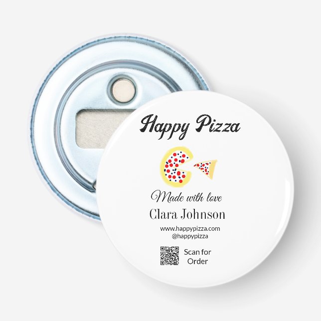 Pizza restaurant cafe pizzeria scan QR code order  Bottle Opener (Front)