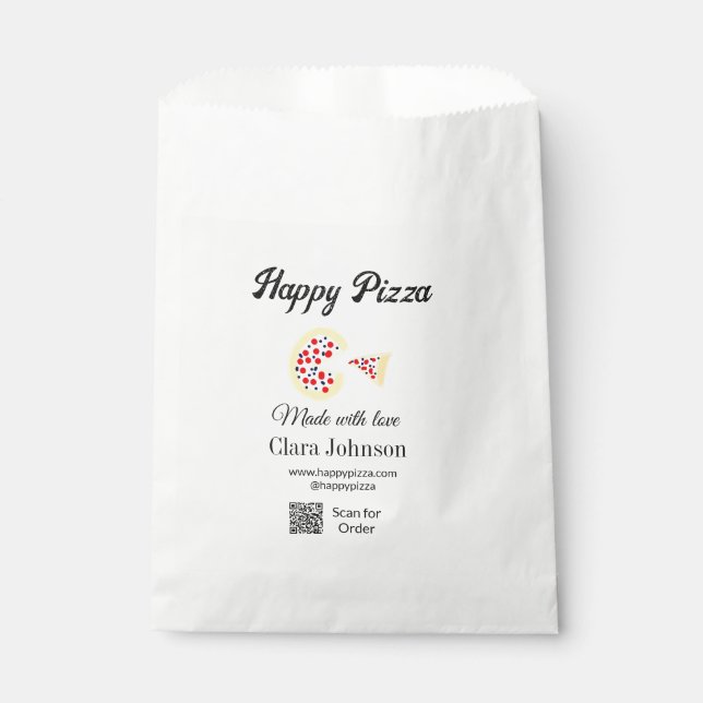 Pizza restaurant cafe pizzeria scan QR code order  Favour Bag (Front)