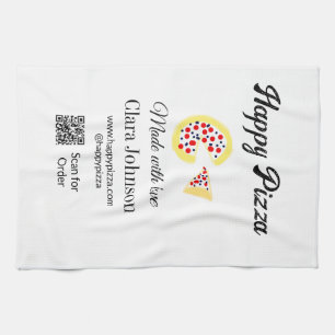 Pizza restaurant cafe pizzeria scan QR code order  Kitchen Towel