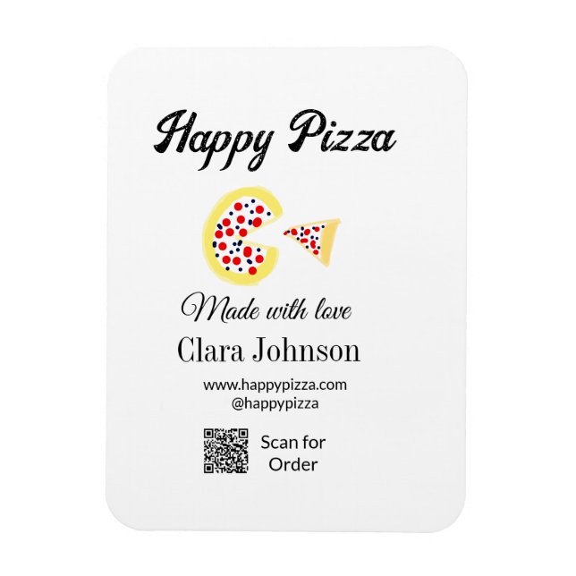 Pizza restaurant cafe pizzeria scan QR code order  Magnet (Vertical)