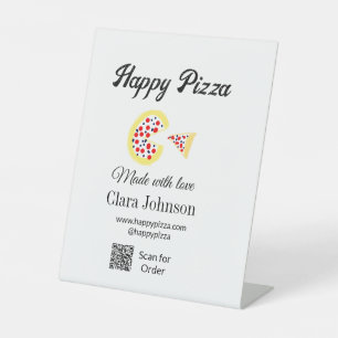 Pizza restaurant cafe pizzeria scan QR code order  Pedestal Sign