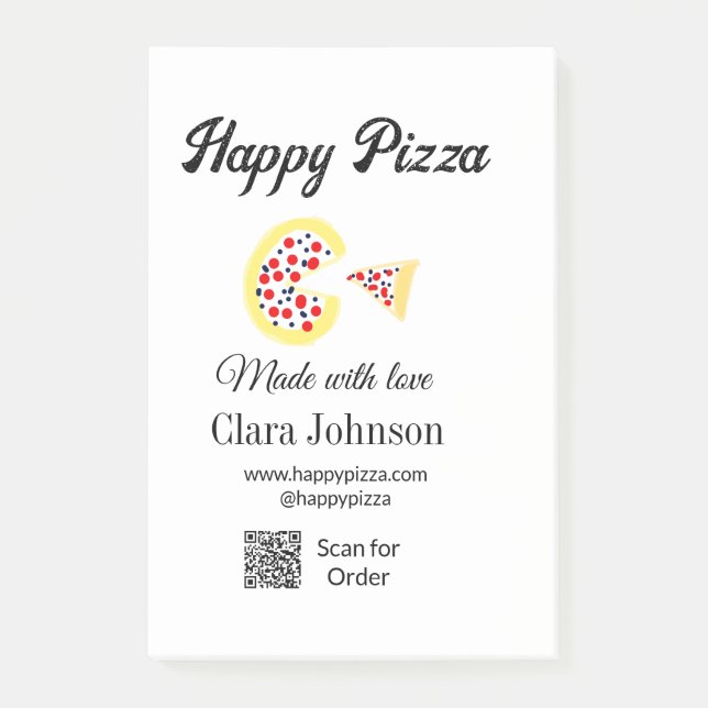 Pizza restaurant cafe pizzeria scan QR code order  Post-it Notes (Front)