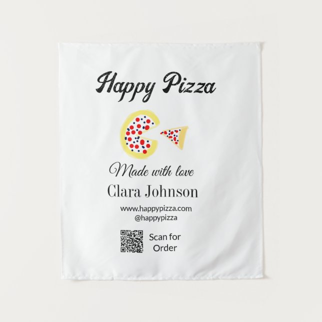 Pizza restaurant cafe pizzeria scan QR code order  Tapestry (Front)