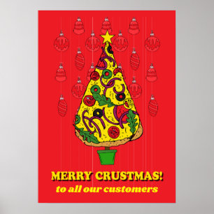 Pizza Restaurant Christmas Customer Thank You Sign