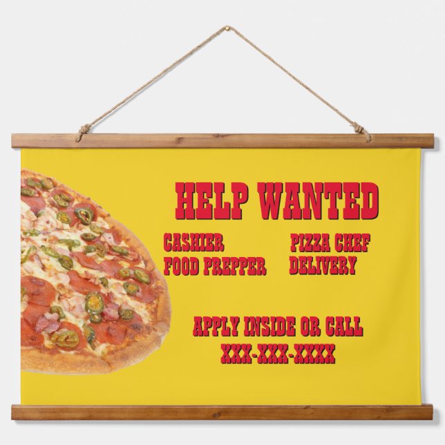 Pizza Restaurant Customize Help Wanted Jobs  Hanging Tapestry (Front)