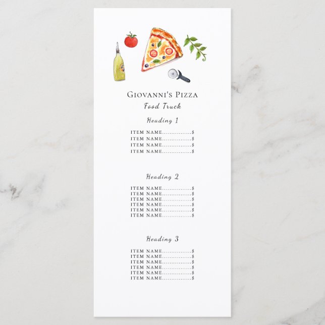 Pizza restaurant/ food truck Menu Card (Front)