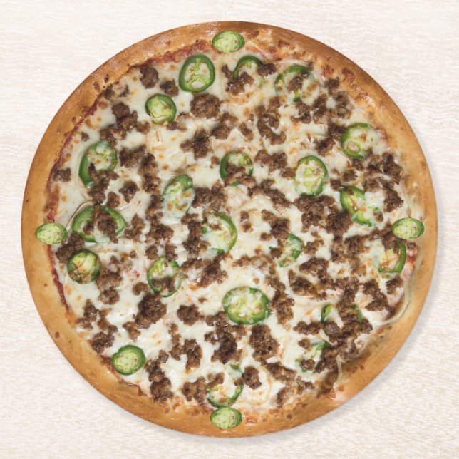 Pizza Round Paper Coaster (Front)