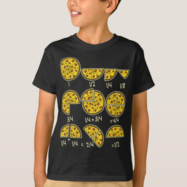 Pizza Salami Cheese Quick Math Fractions Math Teac T-Shirt (Front)