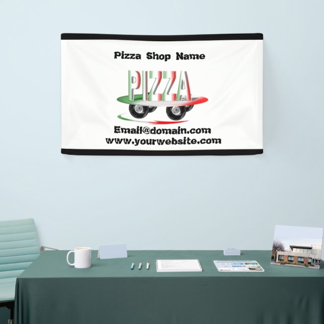 Pizza service,red green ,personalized  banner (Tradeshow)