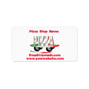 Pizza service,red green ,personalized label