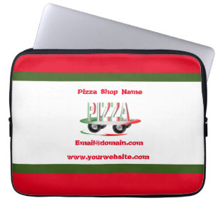 Pizza service,red green ,personalized laptop sleeve