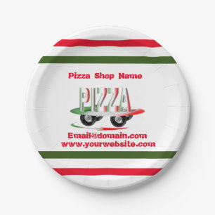 Pizza service,red green ,personalized paper plate