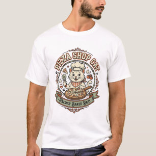 Pizza Shop Cat Pizza Shop Cat Vintage Vector Art S T-Shirt