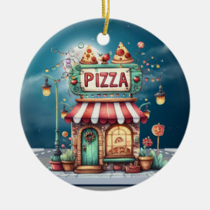 PIZZA Shop Ceramic Ornament