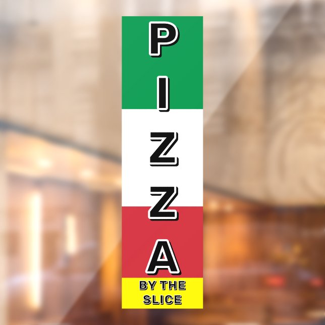 Pizza Shop Pizza By The Slice Italian Flag Window Cling (Sheet 2)