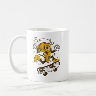 Pizza Skateboard   Cute Cartoon Pizza Character Coffee Mug