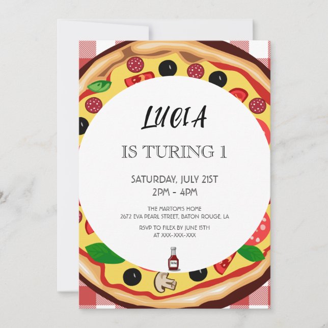 Pizza Slice 1er Invitation anniversaire (Devant)