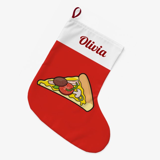 Pizza Slice Large Christmas Stocking (Front (Hanging))