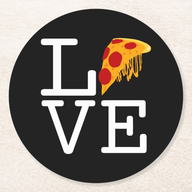 Pizza Slice Love Round Paper Coaster (Front)