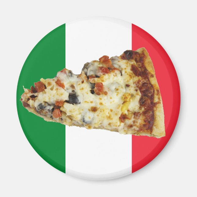 Pizza Slice on Colours of Italian Flag Magnet (Front)